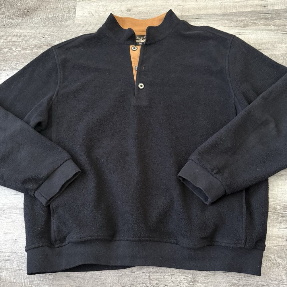 Straight Down Quarter Button Pullover Mens XXXL 3XL Black Golfing Jacket Sweater